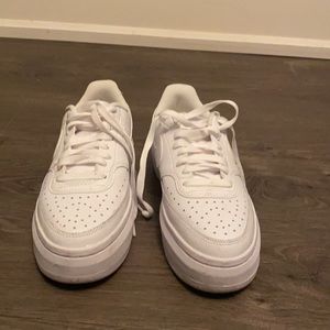 White Nike platform court vision